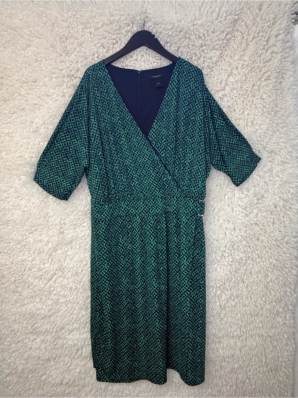 Ann Taylor Women's Green Geometric Wrap Dress